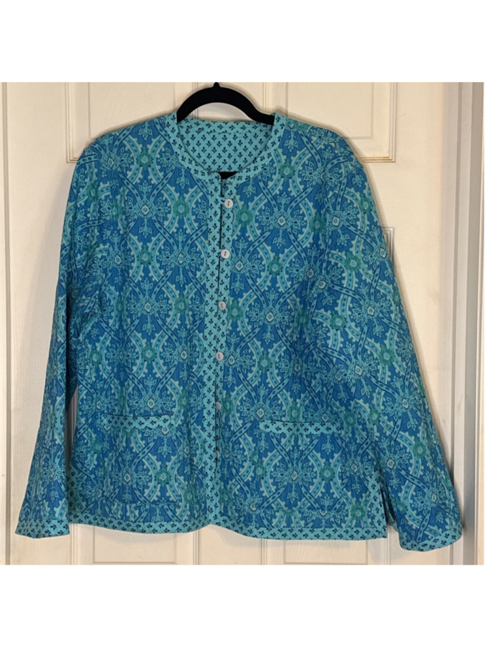 Beautiful Reversible Quilted Jacket Blue Teal